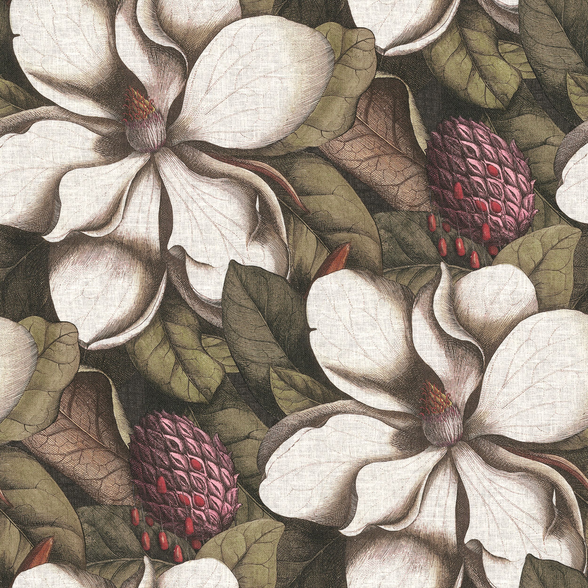 Gardenia 144-24 beige-vihreä kukka-aihe