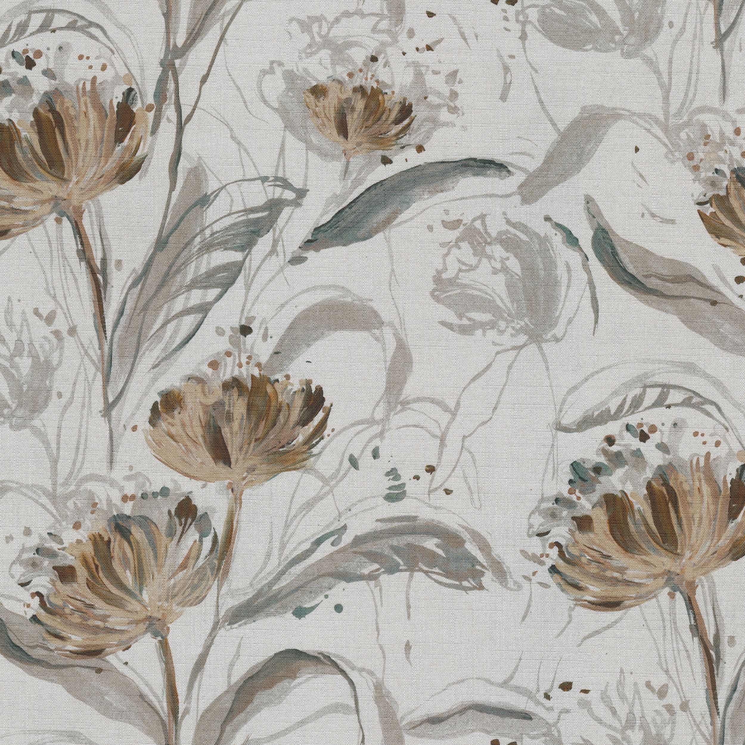 Botanic Viscose 145-22 kukat vaaleanharmaalla taustalla